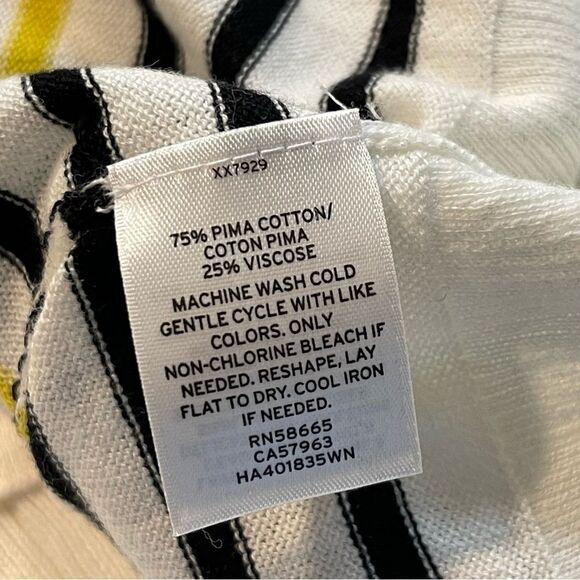 Halogen Sweater White Rainbow Stripe Pima Cotton, New w/ Tags, Size 3X - Picture 9 of 10